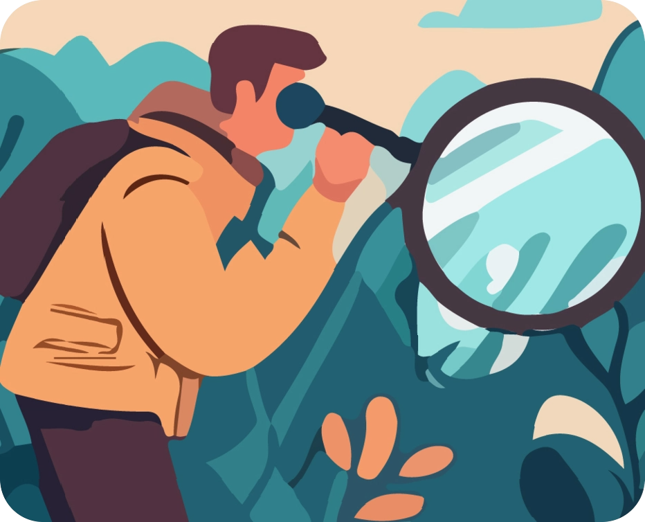 Person searching for clues